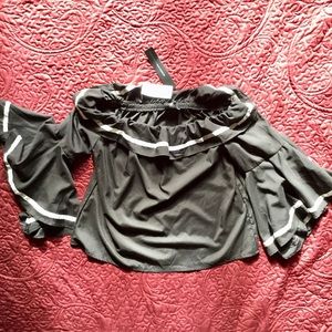 Off the shoulder bell sleeve top